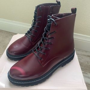 JustFab, Burgundy, Size 8.5, Combat Boots